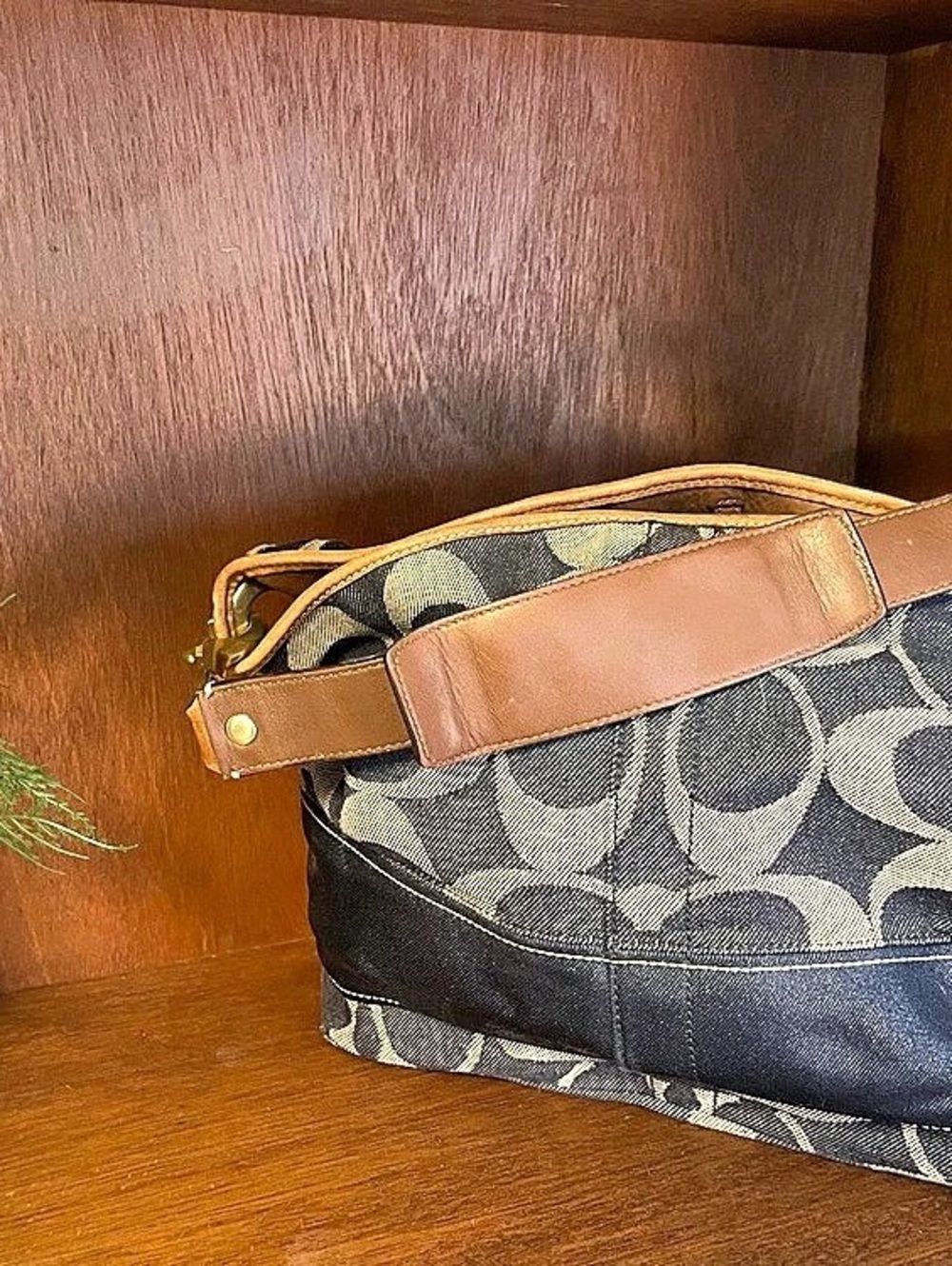 Coach Legacy Signature Denim Hobo Bag Blue & Brown